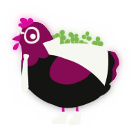 DOCTOR evil salad, a black and wine chicken with a head pattern