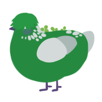 Petrichor, a viridian and silver chicken with a neck-speckle pattern