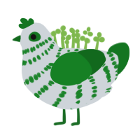 Peyton, a mist and leaf chicken with a bar pattern