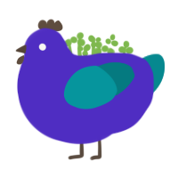 glorb, a indigo and teal chicken
