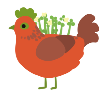 Tomato, a vermilion and russet chicken with a neck-speckle pattern