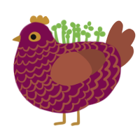 cozy, a wine and russet chicken with a lace pattern