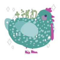 jinx, a turquoise and aqua chicken with a speckle pattern