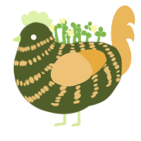 玉, a olive and honey chicken with a bar pattern