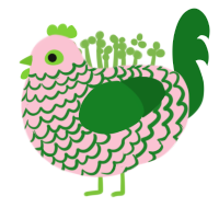 Leafy, a rose and leaf chicken with a lace pattern