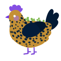 Moldy Banana, a gold and tumblr chicken with a speckle pattern