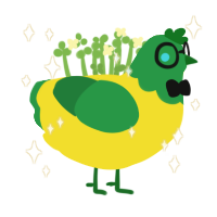 Sponge II, a yellow and viridian chicken with a head pattern