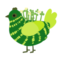 Broccoli, a leaf and lime chicken with a bar pattern