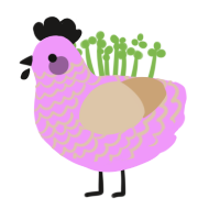 joghurt, a lavender and beige chicken with a lace pattern