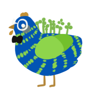 Bluegrass, a ultramarine and grass chicken with a bar pattern