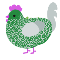 Green Eggs and Ham, a viridian and silver chicken with a double-lace pattern