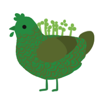 Little Plover, a viridian and olive chicken with a double-lace pattern