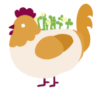 cream puff, a cream and orange chicken with a head pattern