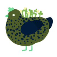 scarlett but worse, a olive and tumblr chicken with a speckle pattern