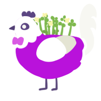 entity, a amethyst and white chicken with a head pattern