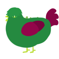 Guava, a viridian and maroon chicken