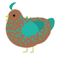 Turquoise Necklace, a brown and turquoise chicken with a speckle pattern