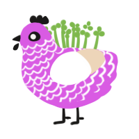 postcard, a orchid and cream chicken with a lace pattern