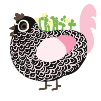 Dr Beaumont, a black and rose chicken with a double-lace pattern