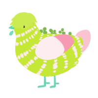 (unnamed), a lime and rose chicken with a bar pattern