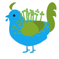 moss puddle, a sky and chartreuse chicken with a half-lace pattern