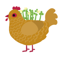 Potatao, a ochre and gold chicken with a lace pattern