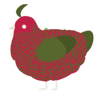 Watermelon, a crimson and olive chicken with a double-lace pattern