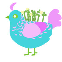 lotus, a aqua and lavender chicken with a half-lace pattern