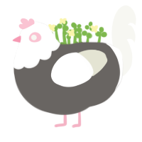 Dove, a grey and white chicken with a head pattern