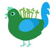 pea, a viridian and sky chicken