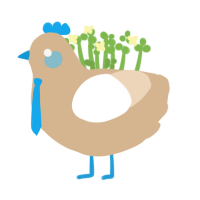 meep, a beige and cream chicken