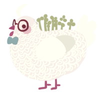 plumon, a lavender and mist chicken with a double-lace pattern