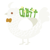 Wilbur, a white chicken with a lace pattern