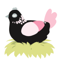 A sable and rose chicken with a neck-speckle pattern