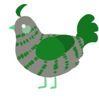 A ash and leaf chicken with a bar pattern