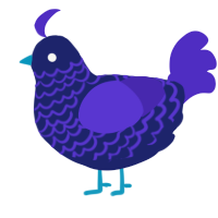 A navy and indigo chicken with a lace pattern