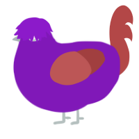 A violet and red chicken