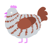 A mist and russet chicken with a bar pattern