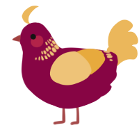A maroon and honey chicken with a neck-band pattern