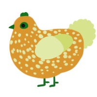 A orange and lemon chicken with a speckle pattern