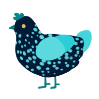 A tumblr and aqua chicken with a speckle pattern
