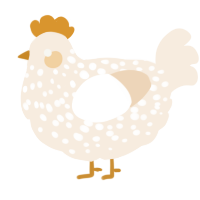 A cream chicken with a speckle pattern