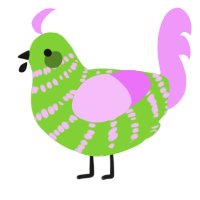 A grass and lavender chicken with a bar pattern