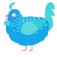 A sky and aqua chicken with a half-lace pattern