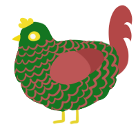 A leaf and red chicken with a lace pattern