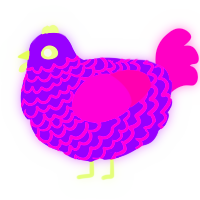 A violet and fuchsia chicken with a lace pattern
