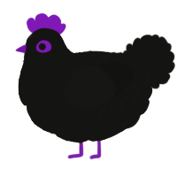 A black chicken with a lace pattern