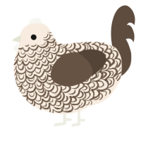 A cream and bark chicken with a double-lace pattern