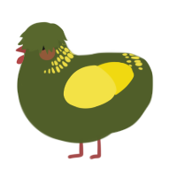 A olive and yellow chicken with a neck-band pattern
