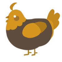 A bark and ochre chicken with a head pattern